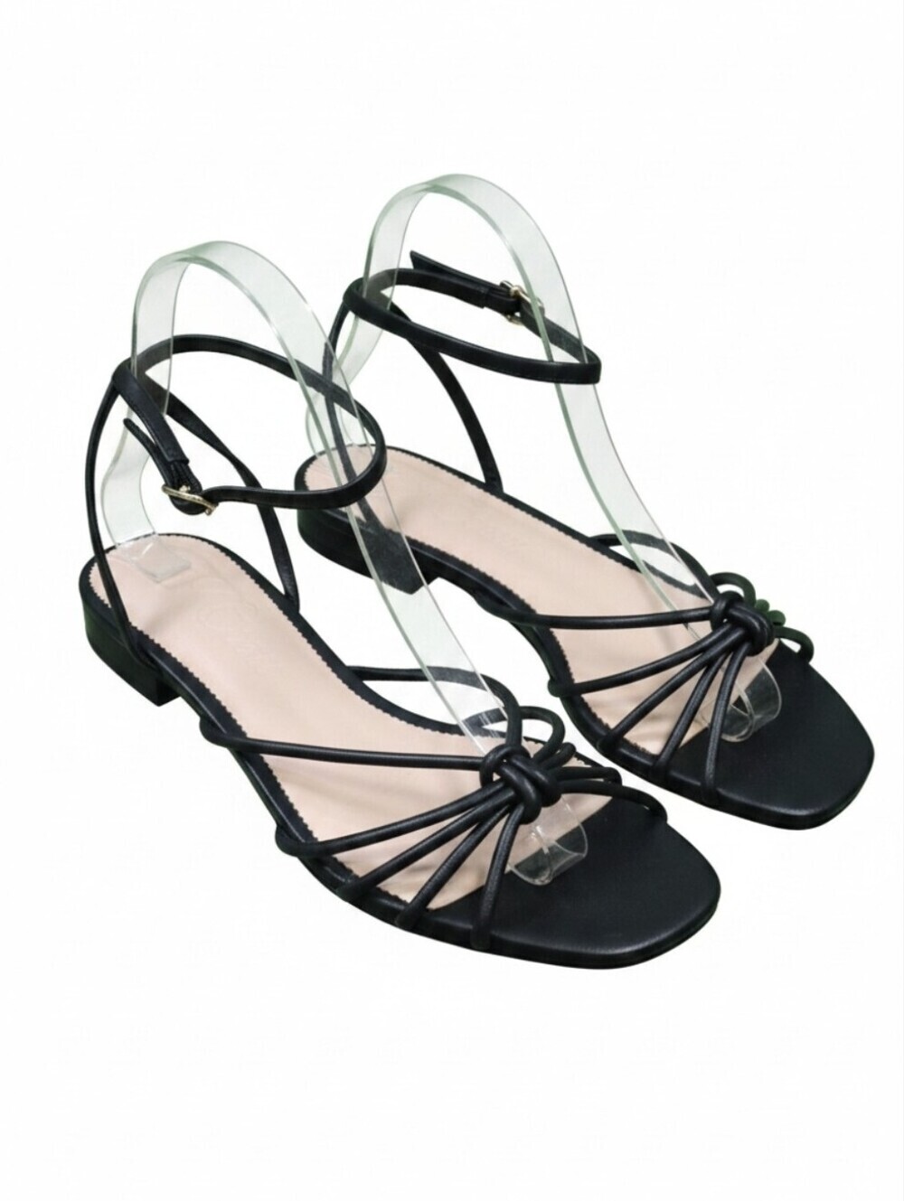 J. Crew Hazel Strappy Flat Sandals In Black Leather Size 7 Excellent Condition